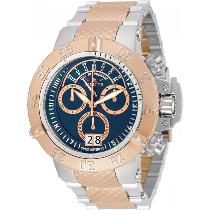 Invicta Bracelets Invicta Mens Chronograph Watch Subaqua Blue Dial Two Tone Bracelet 31884