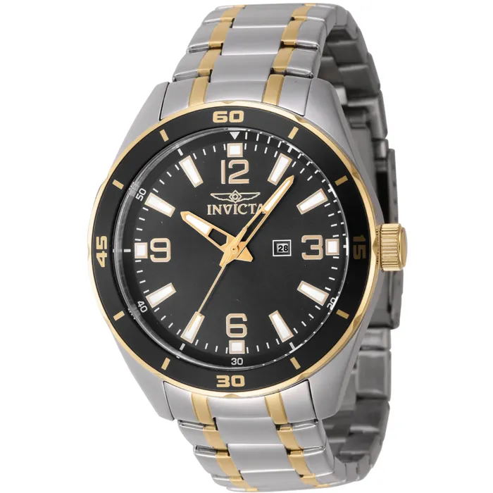 Invicta Bracelets Invicta Mens Watch Pro Diver Quartz Black Dial Two Tone Steel Bracelet 46669