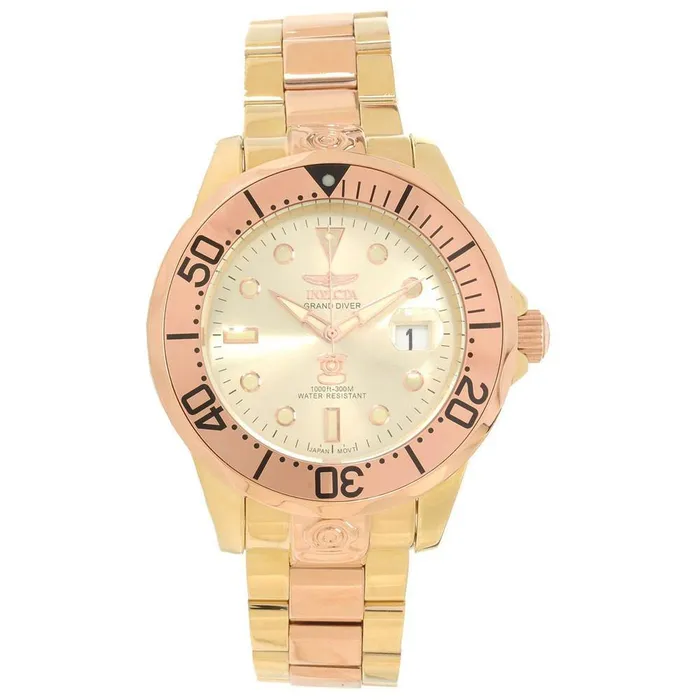 Invicta Invicta 16039 Mens Grand Diver Gold Tone Dial Two Tone Bracelet Automatic Dive Watch Bracelets