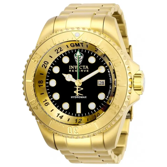 Invicta Mens GMT Watch Reserve Hydromax Blue Dial Yellow Gold Bracelet 29728 Invicta Bracelets Invicta Mens GMT Watch Reserve Hydromax Blue Dial Yellow Gold Bracelet 29728 Invicta Bracelets