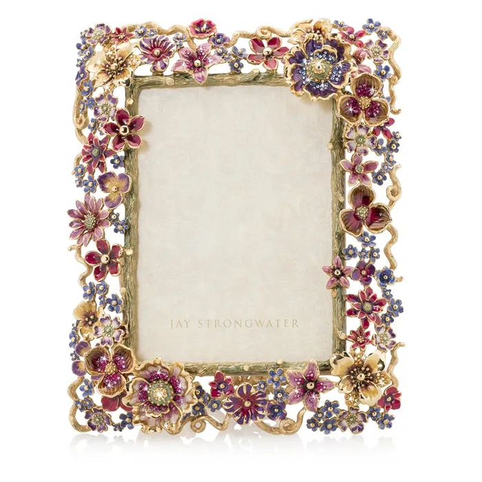 Jay Strongwater Ophelia Floral Cluster 5 x 7 Frame Bouquet Jay Strongwater Charm Necklaces