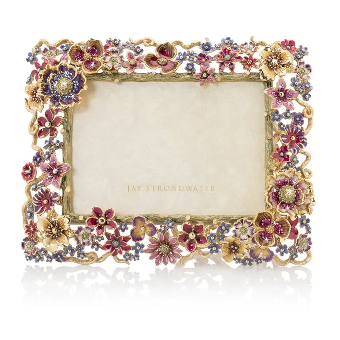 Jay Strongwater Ophelia Floral Cluster 5 x 7 Frame Bouquet Jay Strongwater Charm Necklaces
