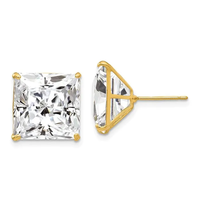 Jewelry Earrings 14k 12mm Square CZ Post Earrings