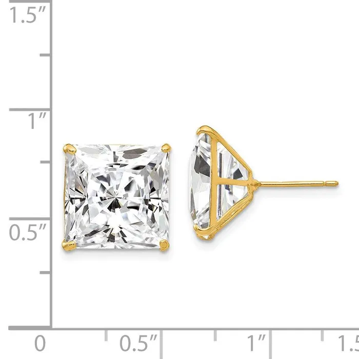 Jewelry Earrings 14k 12mm Square CZ Post Earrings