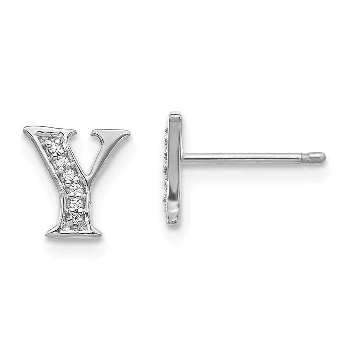 Jewelry Earrings 14k White Gold Diamond Initial Y Earrings