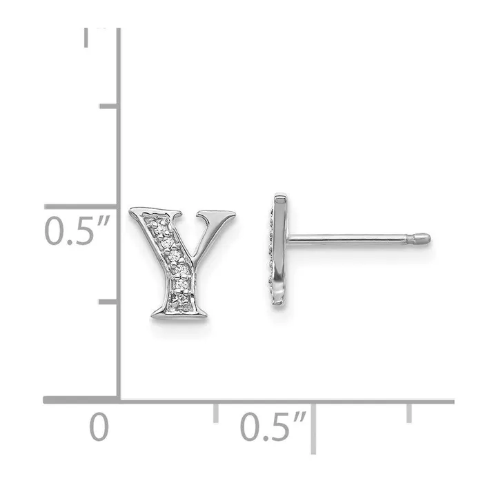 Jewelry Earrings 14k White Gold Diamond Initial Y Earrings Jewelry Earrings 14k White Gold Diamond Initial Y Earrings