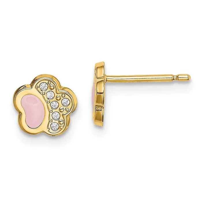 Jewelry Madi K Kids 14k CZ Pink Enamel Paw Post Earrings Earrings