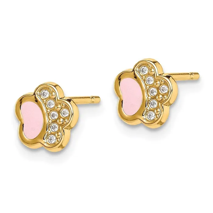 Jewelry Madi K Kids 14k CZ Pink Enamel Paw Post Earrings Earrings Jewelry Madi K Kids 14k CZ Pink Enamel Paw Post Earrings Earrings