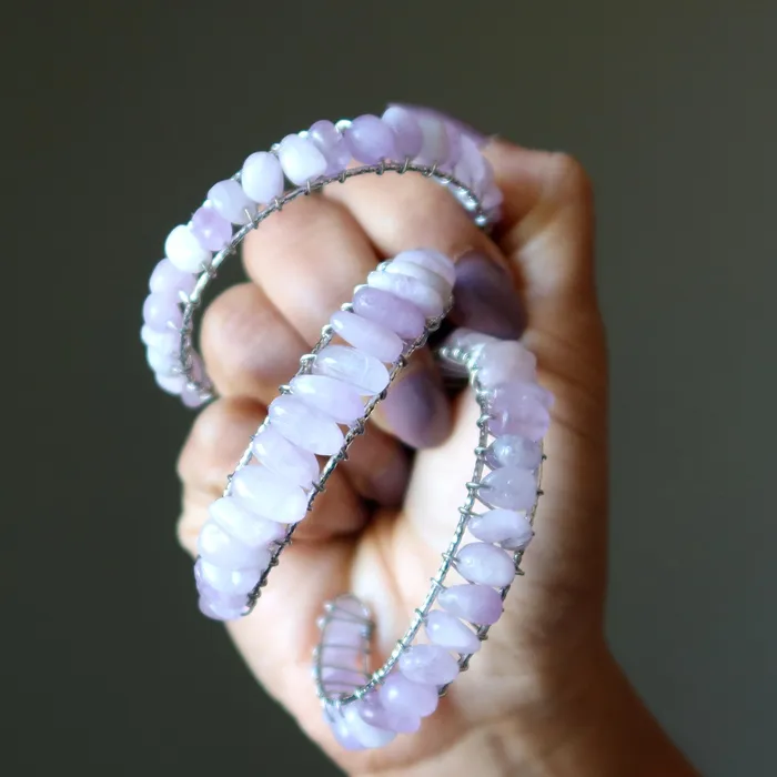Kunzite Bracelet Cuff Pink Love 18Karat Gold Satin Crystals Bracelets