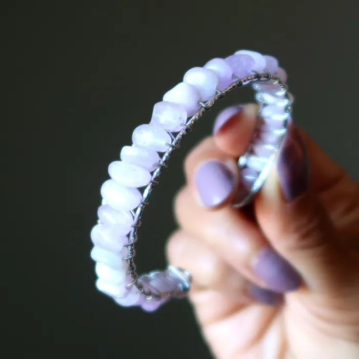 Kunzite Bracelet Cuff Pink Love 18Karat Gold Satin Crystals Bracelets