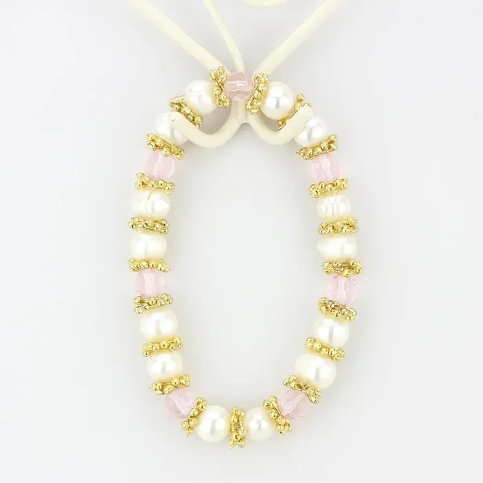 LO4655 Antique Silver White Metal Bracelet with Synthetic Pearl in Rose Alamode Bracelets