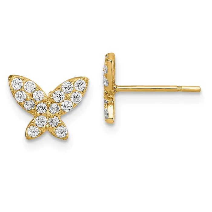 Madi K Kids 14k Butterfly CZ Post Earrings Jewelry Earrings