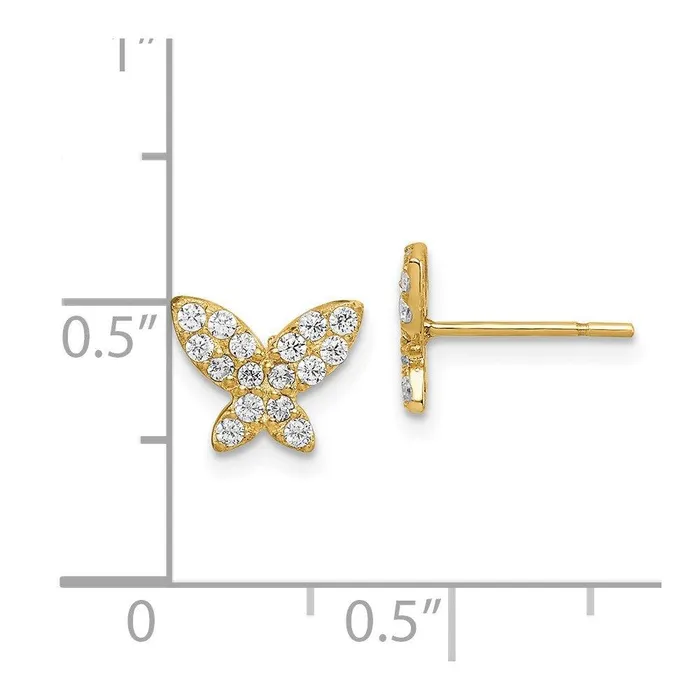 Madi K Kids 14k Butterfly CZ Post Earrings Jewelry Earrings