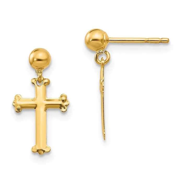 Madi K Kids 14k Cross Dangle Post Earrings Jewelry Earrings