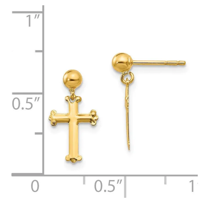 Madi K Kids 14k Cross Dangle Post Earrings Jewelry Earrings Madi K Kids 14k Cross Dangle Post Earrings Jewelry Earrings