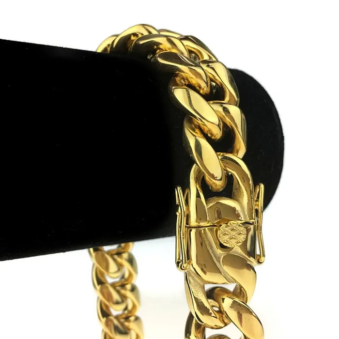 Necklaces 24k Gold Plated over 316L Stainless Steel 18 x 18MM Cuban Chain Necklace Bling Cartel Admin Necklaces 24k Gold Plated over 316L Stainless Steel 18 x 18MM Cuban Chain Necklace Bling Cartel Admin