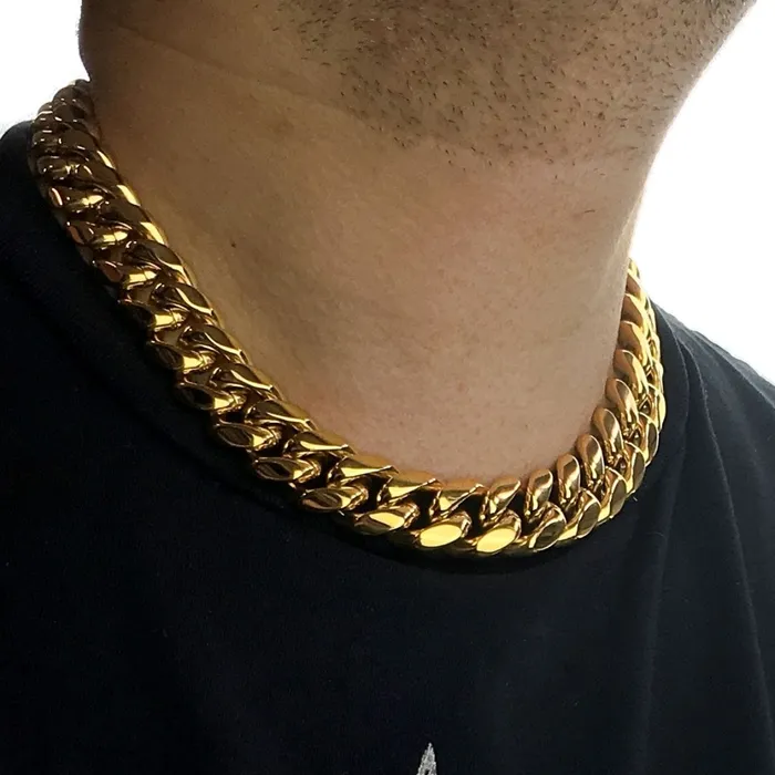 Necklaces 24k Gold Plated over 316L Stainless Steel 18 x 18MM Cuban Chain Necklace Bling Cartel Admin Necklaces 24k Gold Plated over 316L Stainless Steel 18 x 18MM Cuban Chain Necklace Bling Cartel Admin
