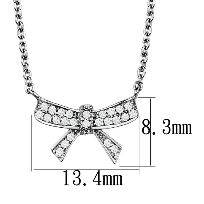 Necklaces 3W1028 Rhodium Brass Chain Pendant with AAA Grade CZ in Clear Alamode