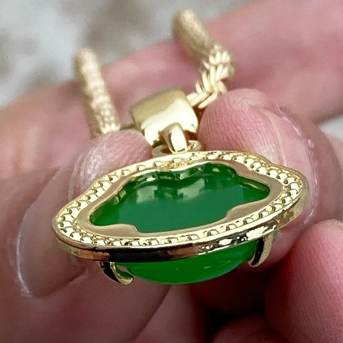 Necklaces Bling Cartel Admin 14k Gold Plated Green Buddha Rope Chain Necklace 24