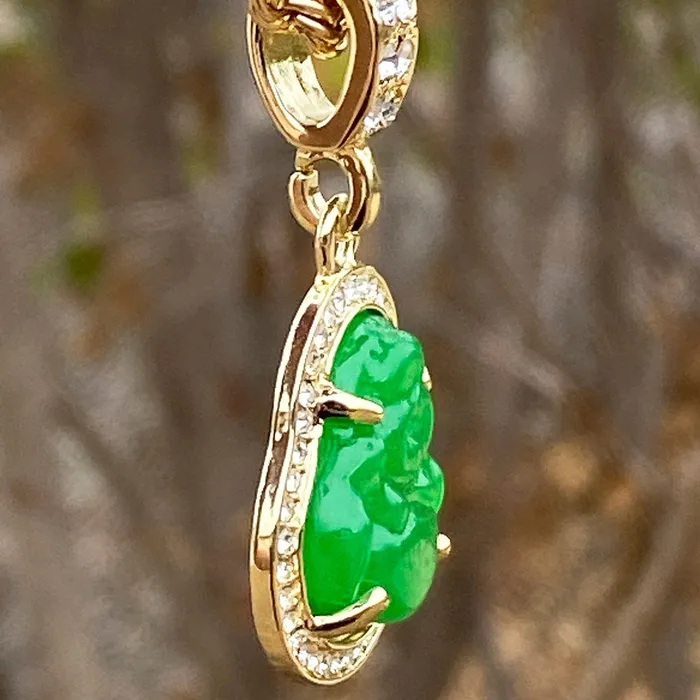Necklaces Bling Cartel Admin 14k Gold Plated Green Buddha Rope Chain Necklace 24