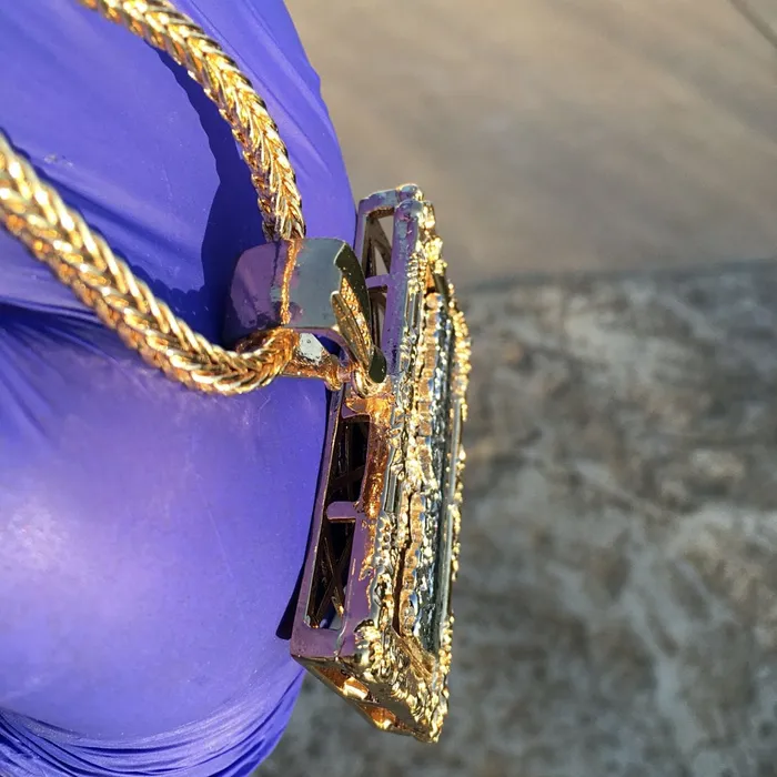 Necklaces Bling Cartel Admin The Last Supper Rectangular Franco Chain Gold Finish Necklace 36