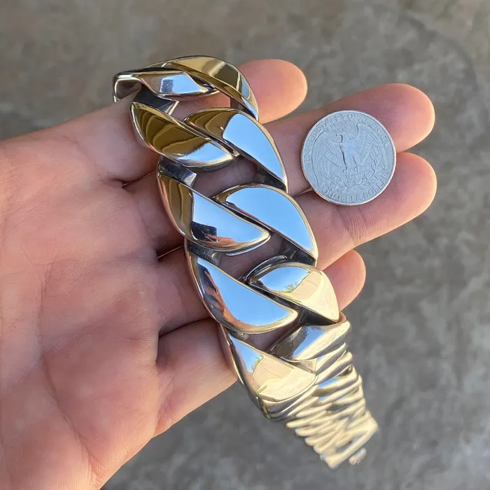 Necklaces Bling Cartel Huge 30MM Thick Cuban Chain Silver 316L Stainless Steel 36 Necklace Necklaces Bling Cartel Huge 30MM Thick Cuban Chain Silver 316L Stainless Steel 36 Necklace