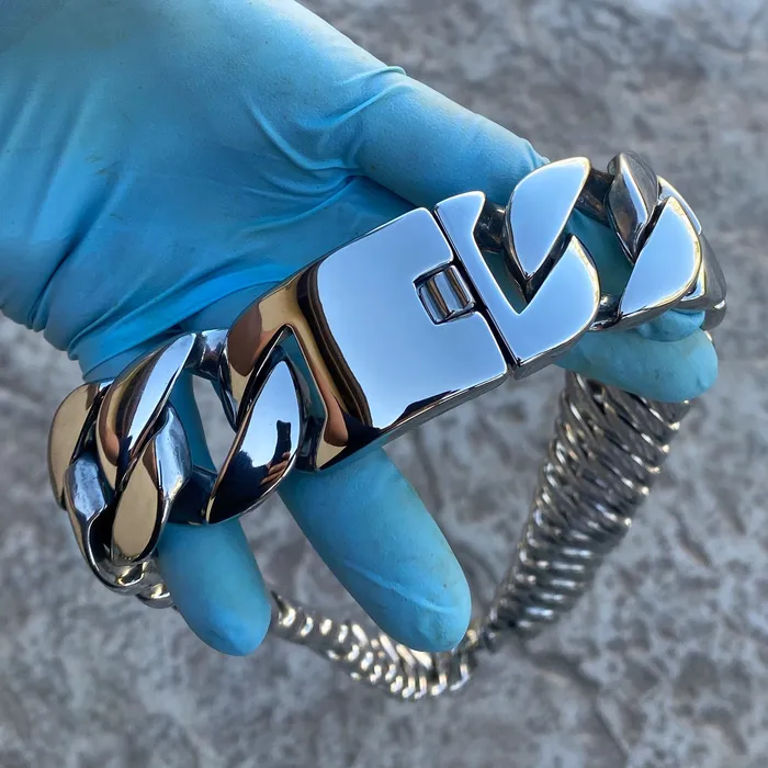 Necklaces Bling Cartel Huge 30MM Thick Cuban Chain Silver 316L Stainless Steel 36 Necklace Necklaces Bling Cartel Huge 30MM Thick Cuban Chain Silver 316L Stainless Steel 36 Necklace