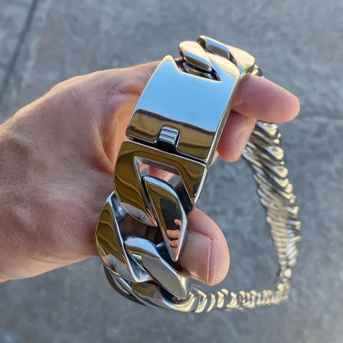 Necklaces Bling Cartel Huge 30MM Thick Cuban Chain Silver 316L Stainless Steel 36 Necklace Necklaces Bling Cartel Huge 30MM Thick Cuban Chain Silver 316L Stainless Steel 36 Necklace