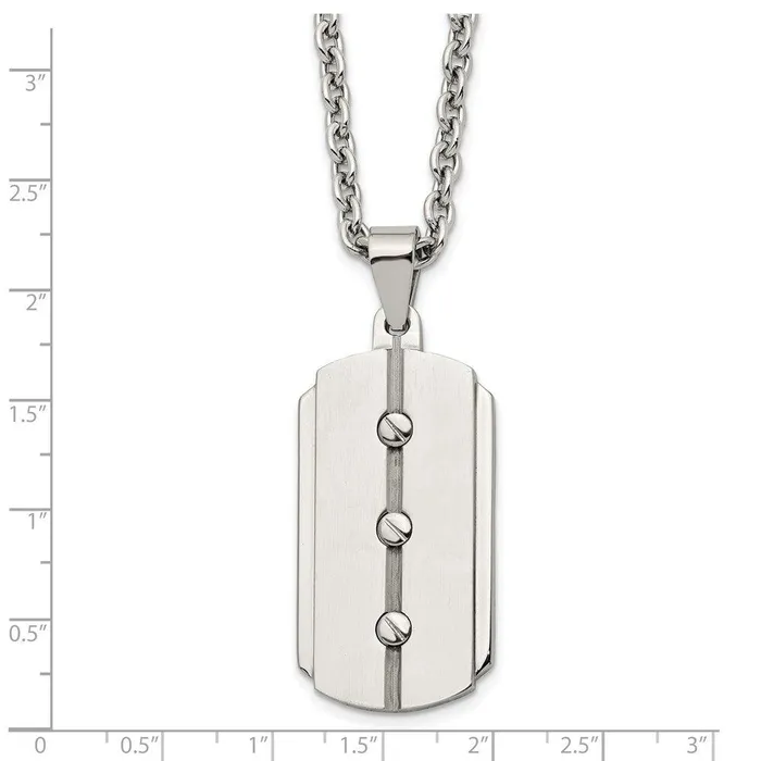 Necklaces Chisel Stainless Steel Brushed and Polished Dog Tag Necklace Necklaces Chisel Stainless Steel Brushed and Polished Dog Tag Necklace