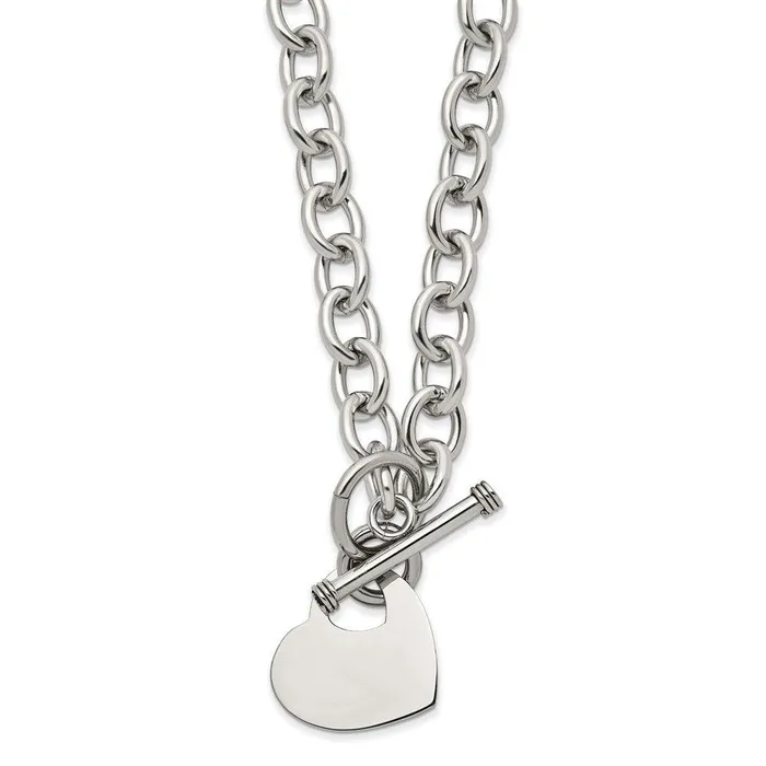 Necklaces Chisel Stainless Steel Polished Heart Toggle Necklace