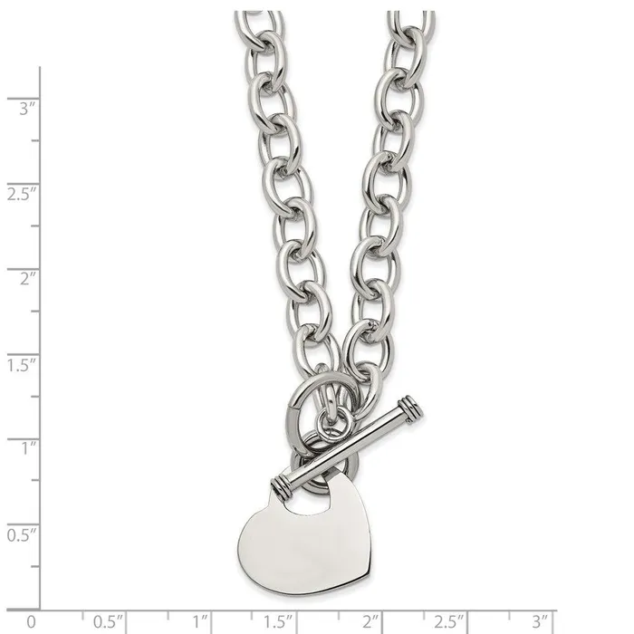 Necklaces Chisel Stainless Steel Polished Heart Toggle Necklace Necklaces Chisel Stainless Steel Polished Heart Toggle Necklace