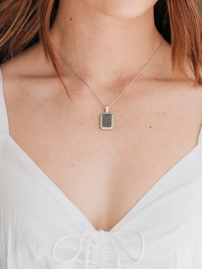Necklaces closebymejewelry Large Cable Cremation Necklace in 14K White Gold
