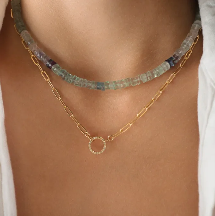 Necklaces Earthly Abundance Fluorite Heishi Necklace
