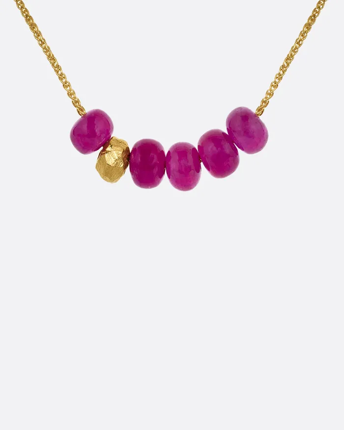 Necklaces PAGE SARGISSON Ruby and Gold Beaded Necklace