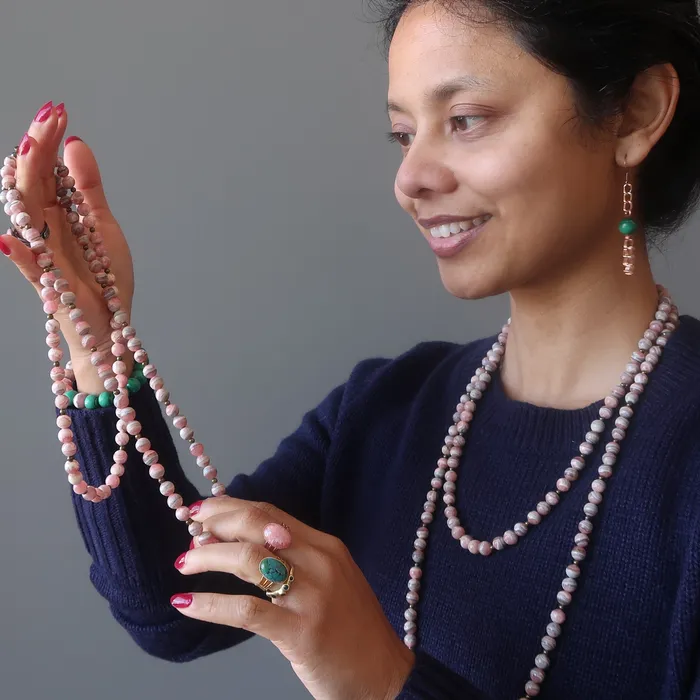 Necklaces Satin Crystals Rhodochrosite Necklace Inca Rose Pink Nectar