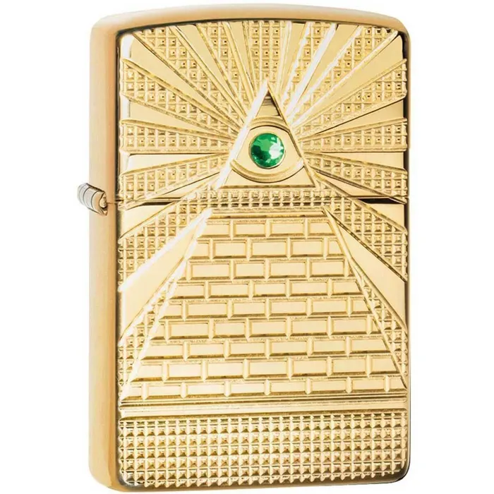 Necklaces Zippo Windproof Lighter Eye of Providence Design High Polish Brass Finish 49060 Zippo