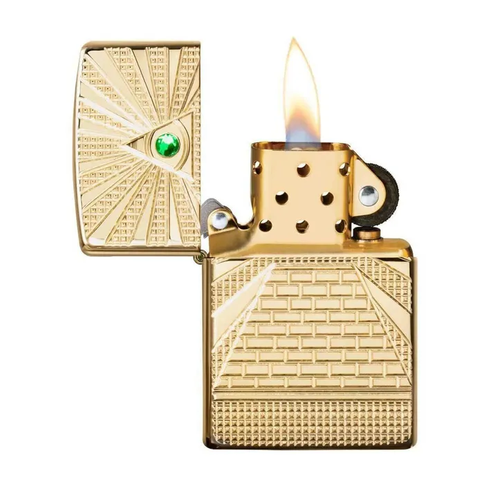 Necklaces Zippo Windproof Lighter Eye of Providence Design High Polish Brass Finish 49060 Zippo