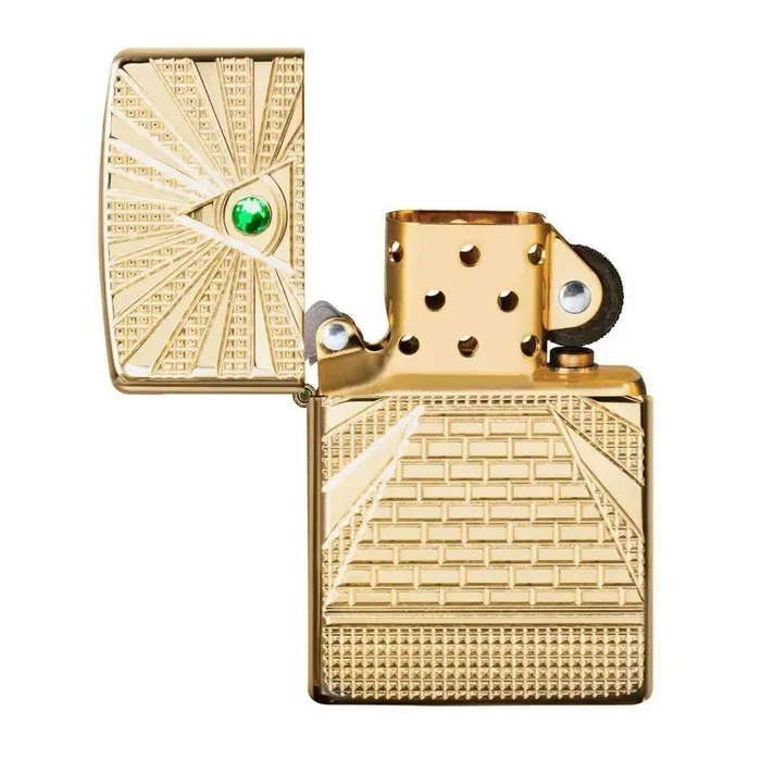 Necklaces Zippo Windproof Lighter Eye of Providence Design High Polish Brass Finish 49060 Zippo