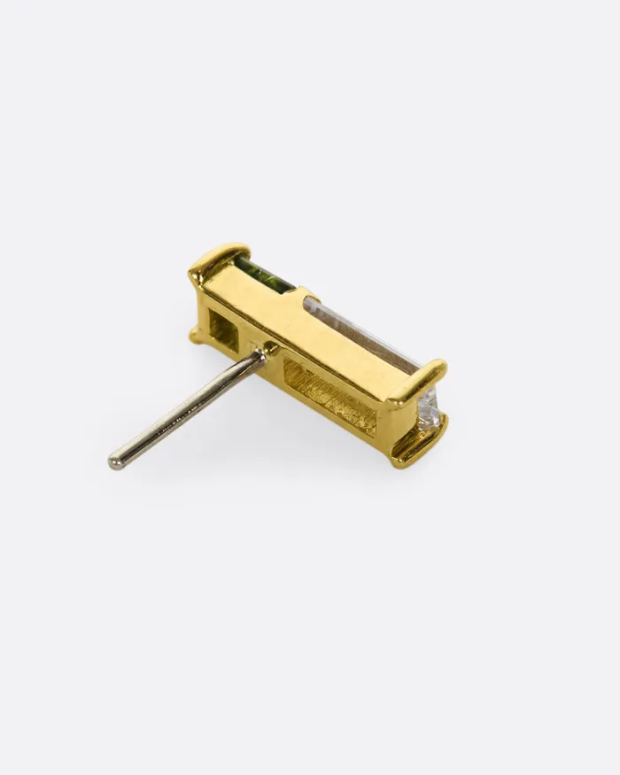 NEW YORK ADORNED Tourmaline Diamond Bar Threadless Earring Earrings