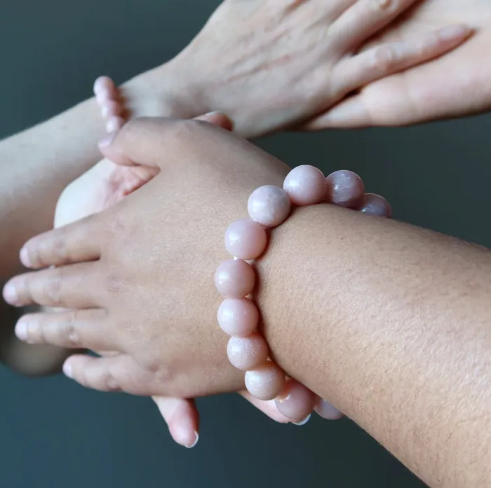 Opal Bracelet Pink Peruvian Maya Love Stone Satin Crystals Bracelets