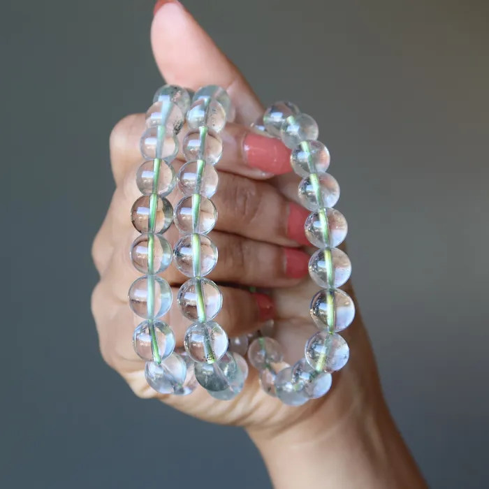 Satin Crystals Bracelets Clear Quartz Bracelet Chlorite Phantom Whisper