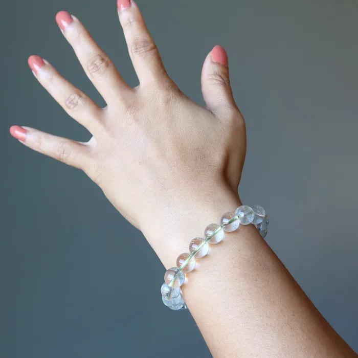 Satin Crystals Bracelets Clear Quartz Bracelet Chlorite Phantom Whisper