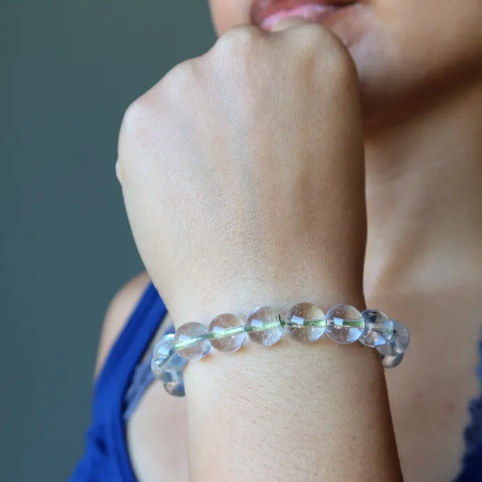 Satin Crystals Bracelets Clear Quartz Bracelet Chlorite Phantom Whisper