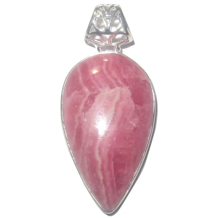 Satin Crystals Necklaces Rhodochrosite Pendant Soulmate Stone Sterling Silver