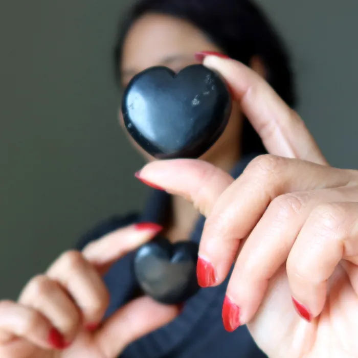Satin Crystals Necklaces Shungite Heart of Stone Protection Crystal
