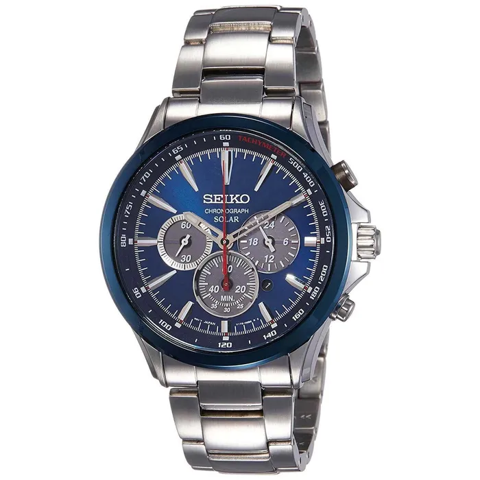 Seiko Bracelets Seiko Mens Bracelet Watch Solar Chronograph Blue Grey Dial Steel SSC495P1 Seiko Bracelets Seiko Mens Bracelet Watch Solar Chronograph Blue Grey Dial Steel SSC495P1