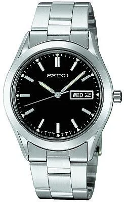Seiko Bracelets Seiko Mens Stainless Steel Black Dial SGF719