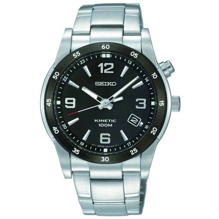 Seiko SKA505 Mens Stainless Steel Bracelet Black Dial Kinetic Watch Seiko Bracelets Seiko SKA505 Mens Stainless Steel Bracelet Black Dial Kinetic Watch Seiko Bracelets