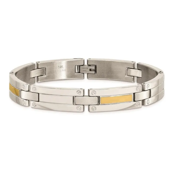 Stainless Steel 14K Polished 85in Bracelet Chisel Bracelets Stainless Steel 14K Polished 85in Bracelet Chisel Bracelets