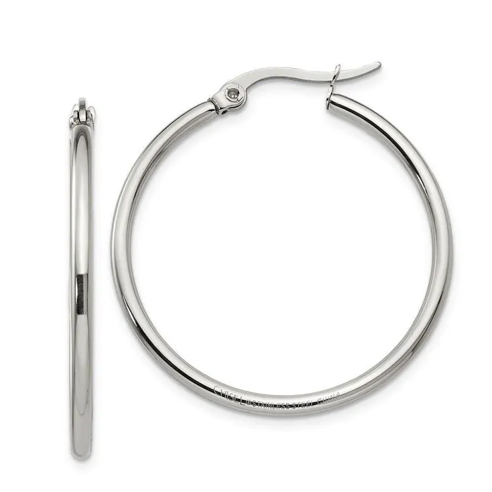 Stainless Steel 3250 mm Diameter Hoop Earrings Chisel Earrings